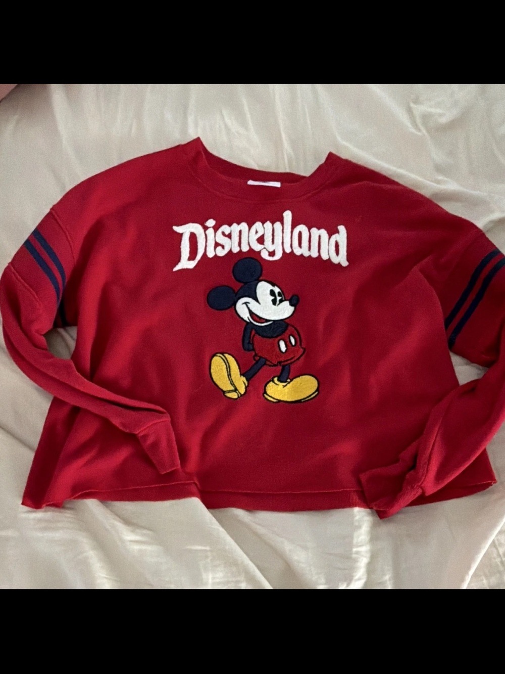 Disney Red Mickey Graphic Cropped Sweatshirt